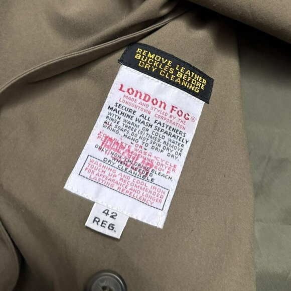 LONDON FOG Retro Y2K Luxury Designer Long Trench Water Resistant Coat Mens Large - Picture 2 of 5